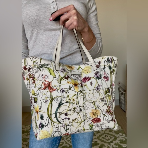 🌷 Gucci Flora Canvas Open Tote Floral - Picture 16 of 16